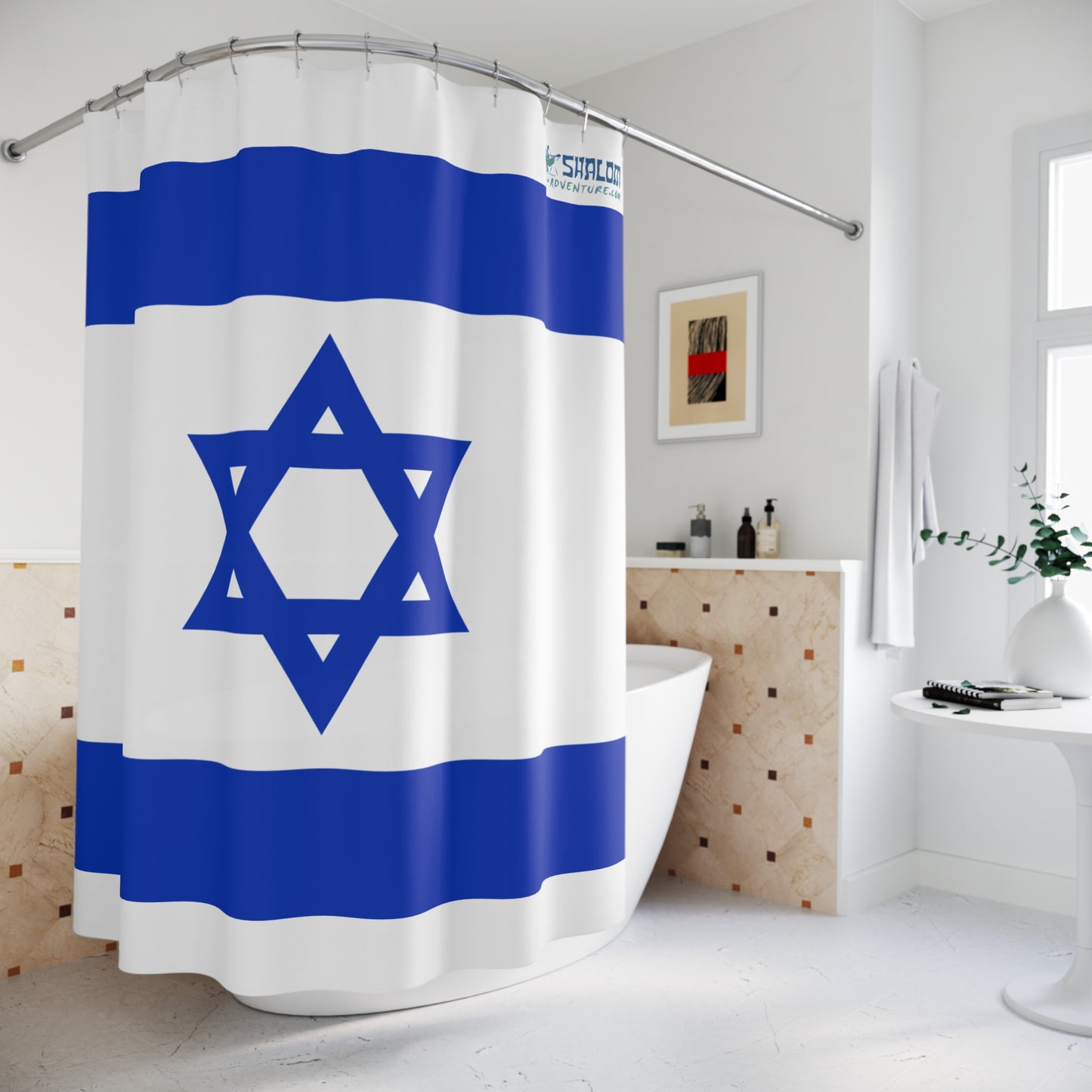 Patriotic Star of David Shower Curtain - Stylish Israeli Flag Design