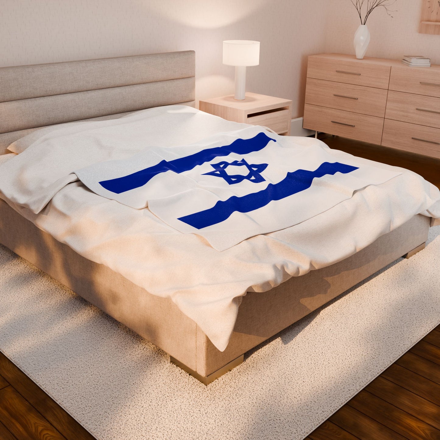 Israeli Flag Velveteen Plush Blanket - Cozy Decorative Throw for Home & Celebrations